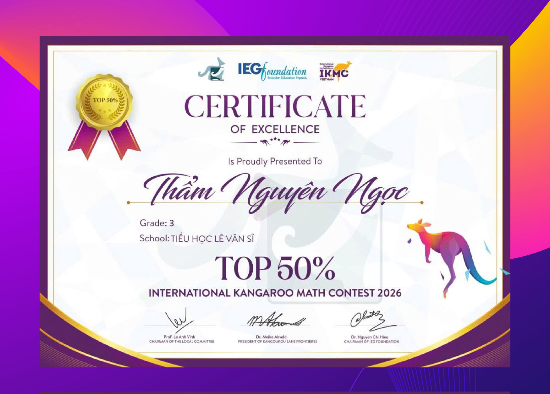 Chứng chỉ IKMC – Thẩm Nguyên Ngọc