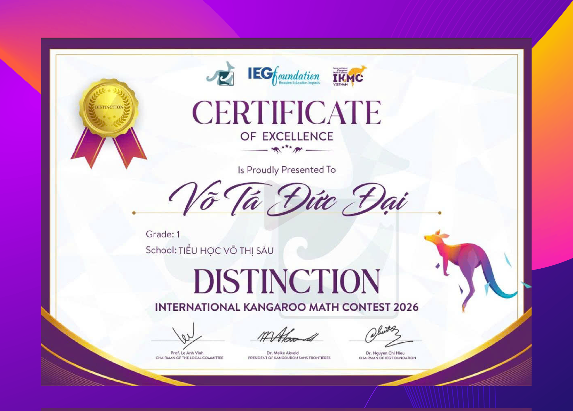 Chứng chỉ IKMC – Võ Tá Đức Đại