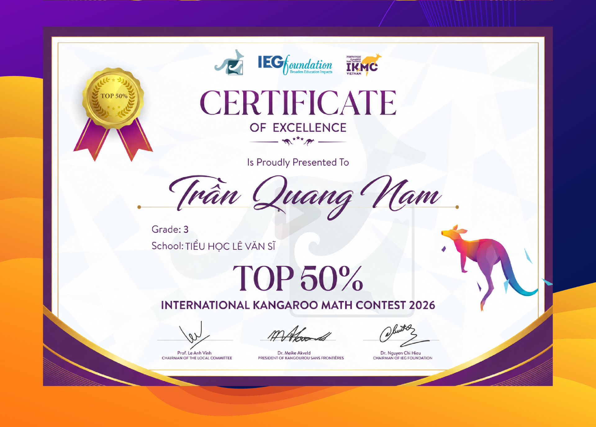 Chứng chỉ IKMC – Trần Quang Nam