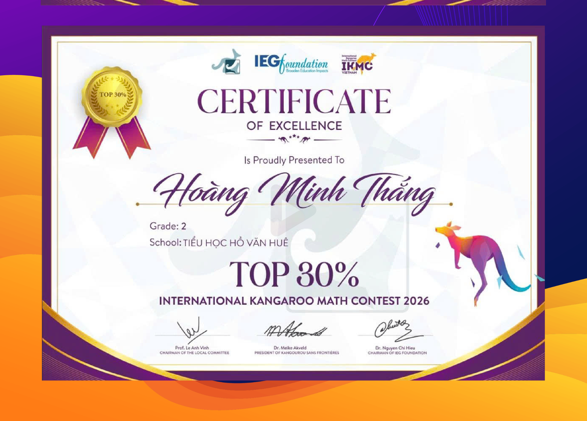 Chứng chỉ IKMC – Hoàng Minh Thắng