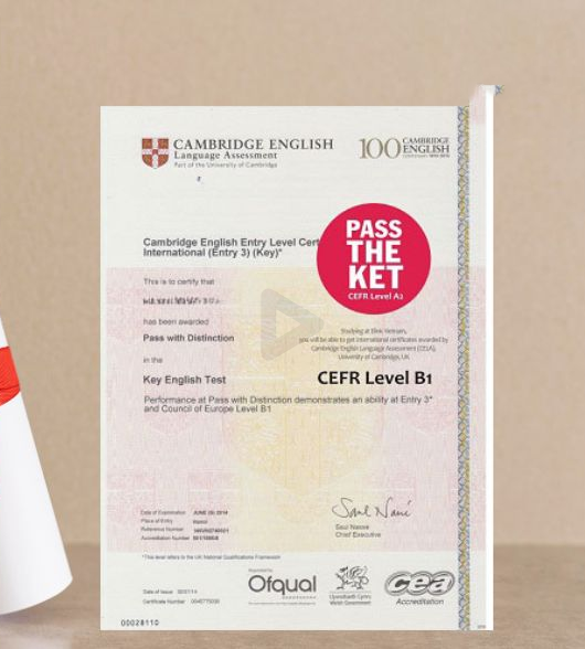 Chứng chỉ Cambridge KET – Châu Nguyễn Chí Công