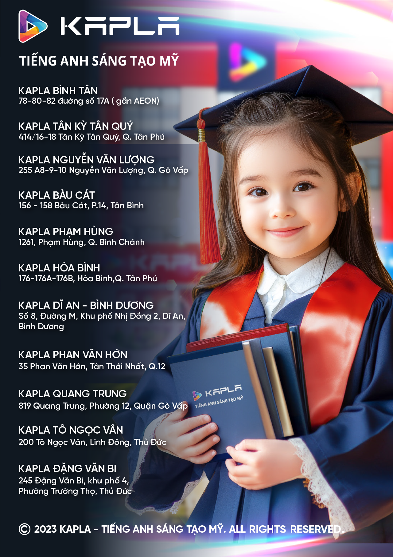 Hệ thống Kapla Tiếng Anh Sáng Tạo Mỹ – 11 trung tâm Kapla tại TP.HCM và Bình Dương